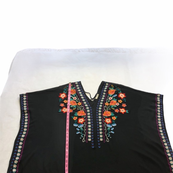 ODDY Black Embroidered Festival Poncho Size Med - Picture 4 of 6